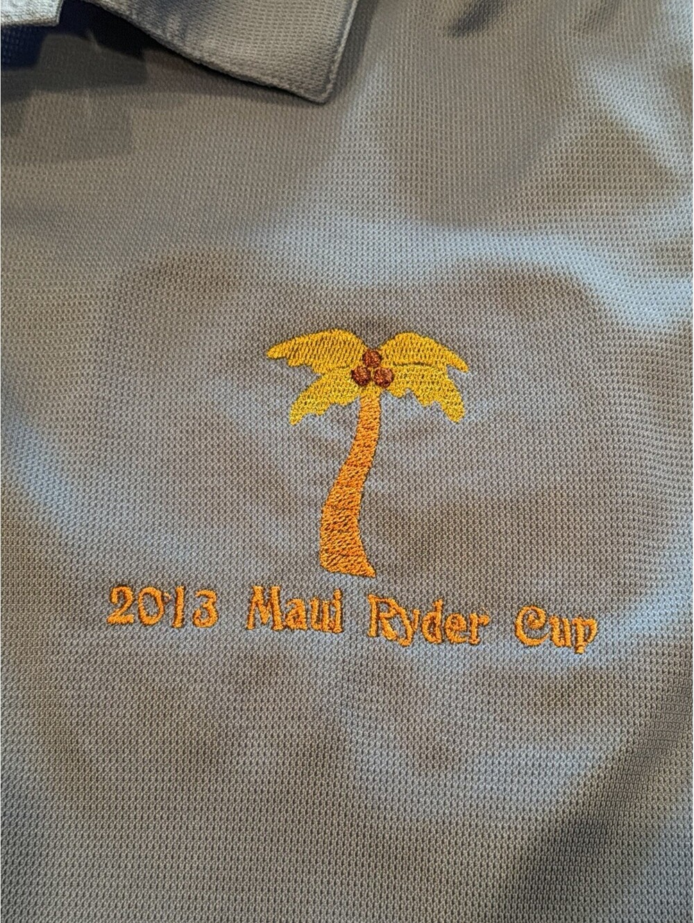 Nike Golf Dri-FIT Polo Shirt 2013 Maui Ryder Cup Palm Tree Hawaii Blue Men’s L - Picture 2 of 9